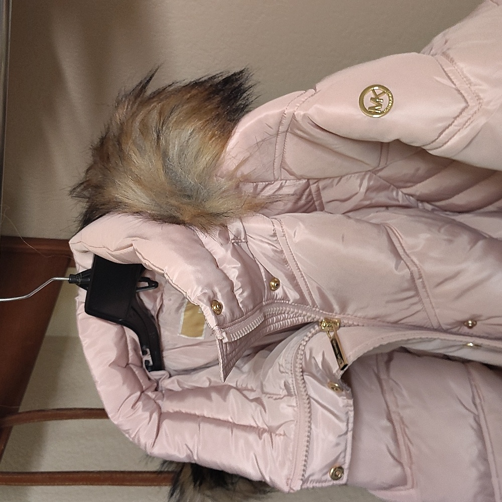 Never worn MK jacket with fur hood